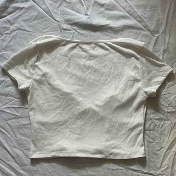 Ardene White Soft Ribbed Front-Tie Crop Top (Medium) - Picture 3 of 9